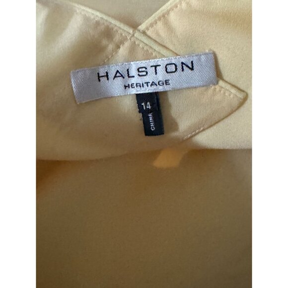 HALSTON HERITAGE Cap Sleeve Structured Cutout Back Dress Yellow Size 14 - Picture 5 of 5